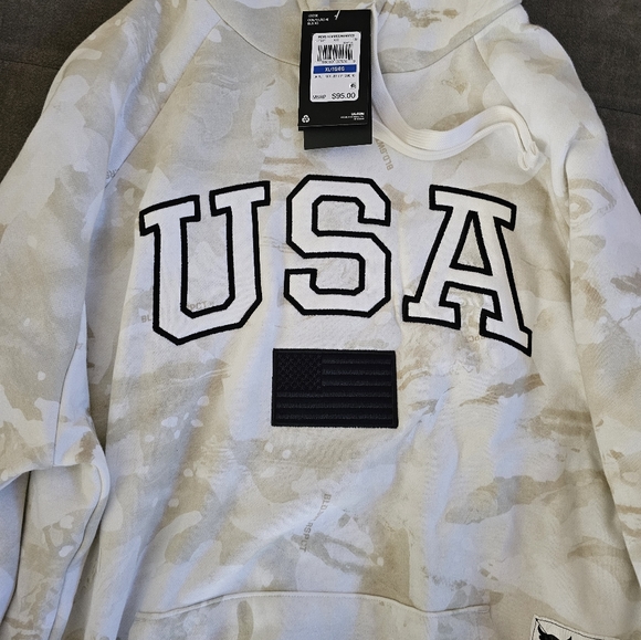 Under Armour Project Rock Veterans Day Camo Hoodie Mens XL 1370971 100 White - Picture 5 of 7